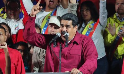 Presidente da Venezuela Nicolás Maduro fala após conhecer resultado que o reelegeu, em Caracas